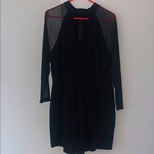 Black romper with mesh sleeves, XL